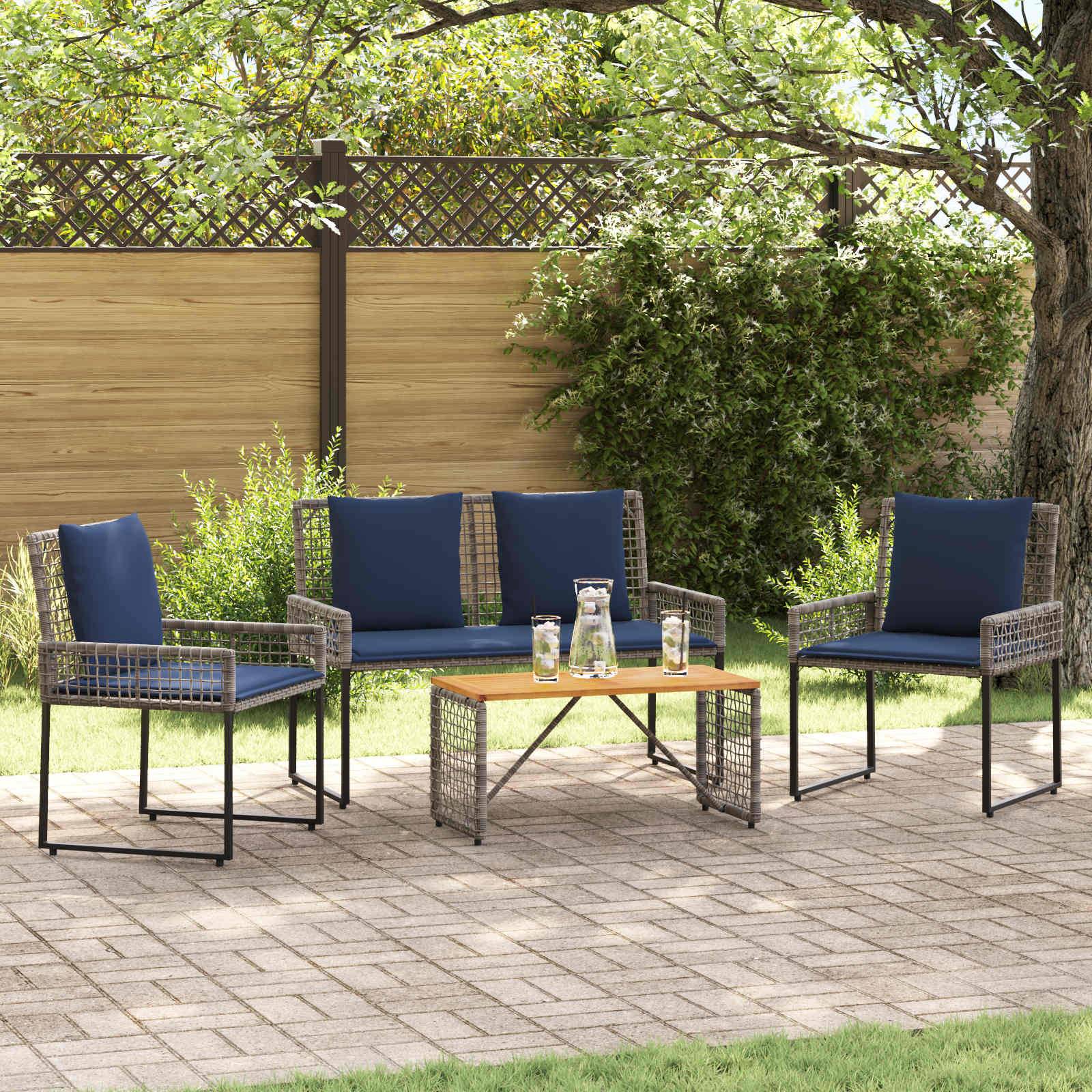 vidaXL Gartenmöbel Set mit Kissen Stahl