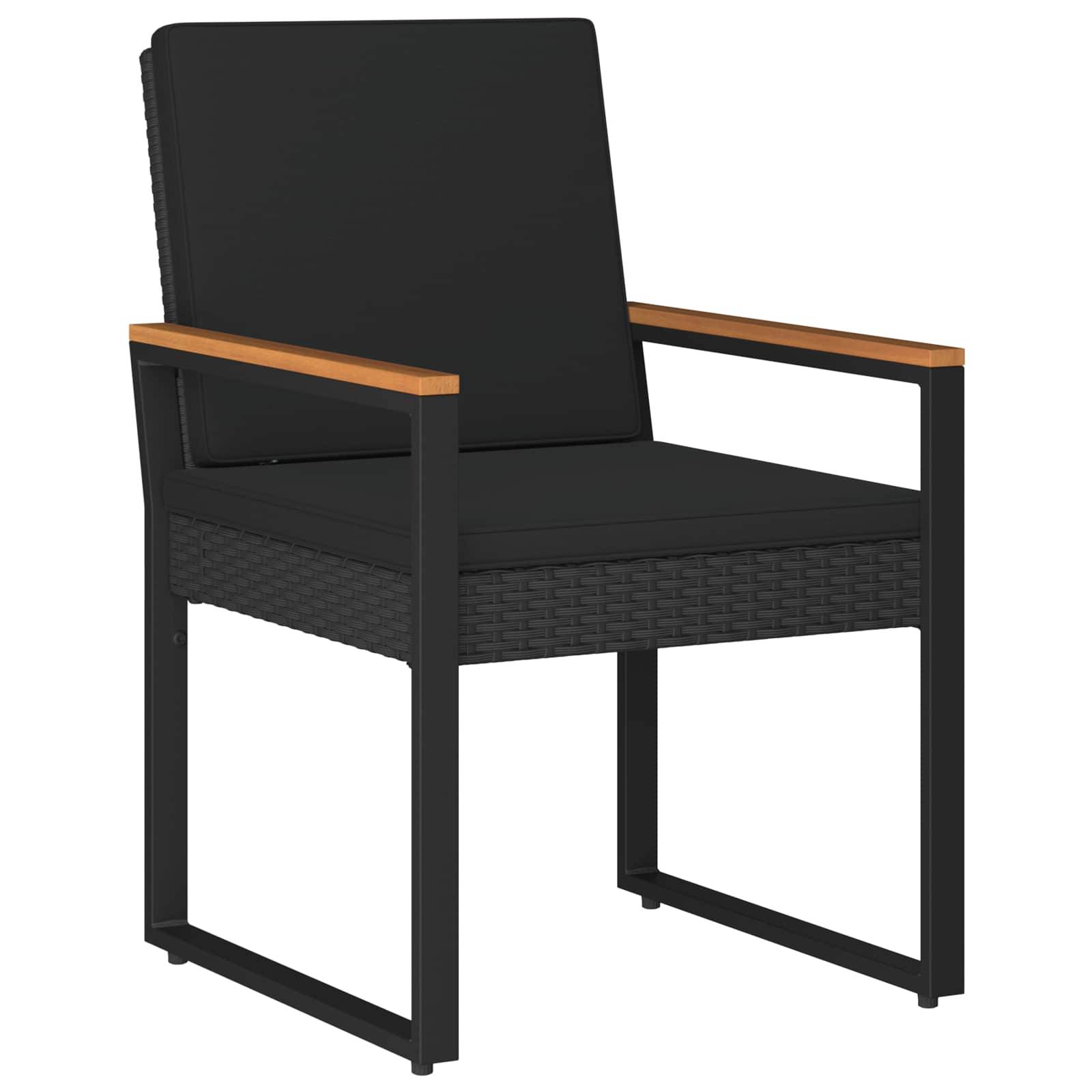 vidaXL Gartenmöbel Set mit Kissen 3 pcs Schwarz Poly-Rattan