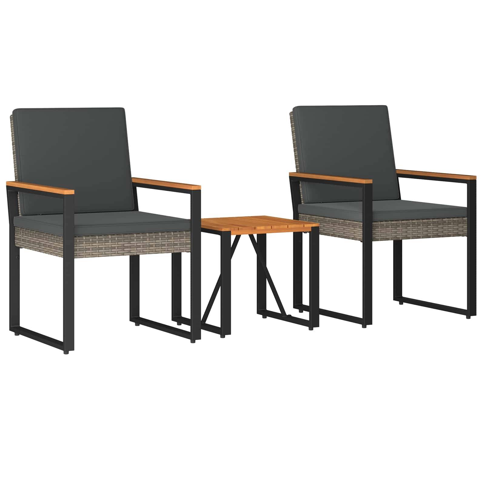 vidaXL Gartenmöbel Set 3 pcs Grau und Dunkelgrau Poly-Rattan