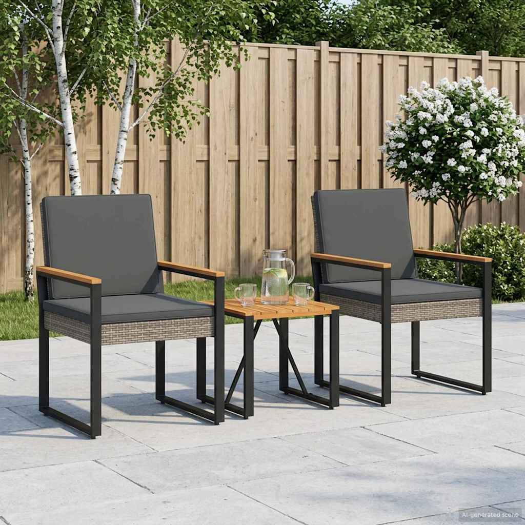 vidaXL Gartenmöbel Set 3 pcs Grau und Dunkelgrau Poly-Rattan