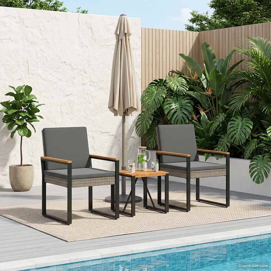vidaXL Gartenmöbel Set 3 pcs Grau und Dunkelgrau Poly-Rattan