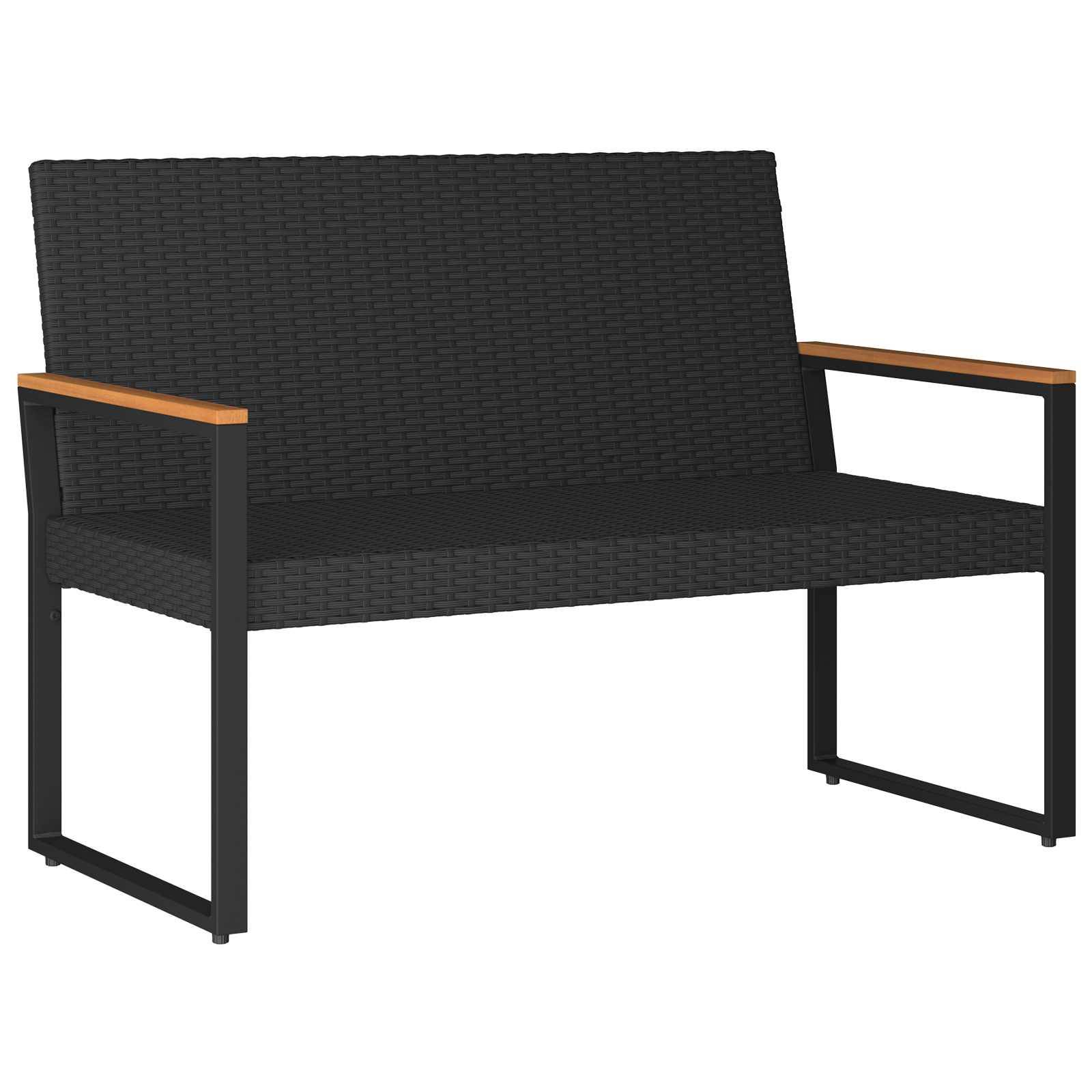 vidaXL Bank Outdoor Schwarz und Cremeweiß 107 x 61 x 80 cm Poly-Rattan