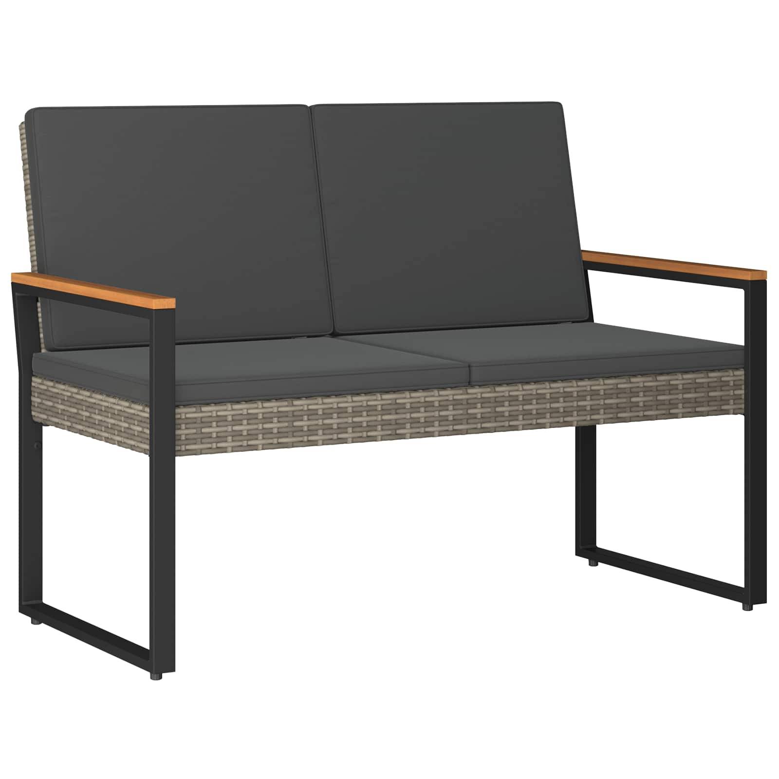 vidaXL Bank Outdoor Grau und Dunkelgrau 107 x 61 x 80 cm Poly-Rattan