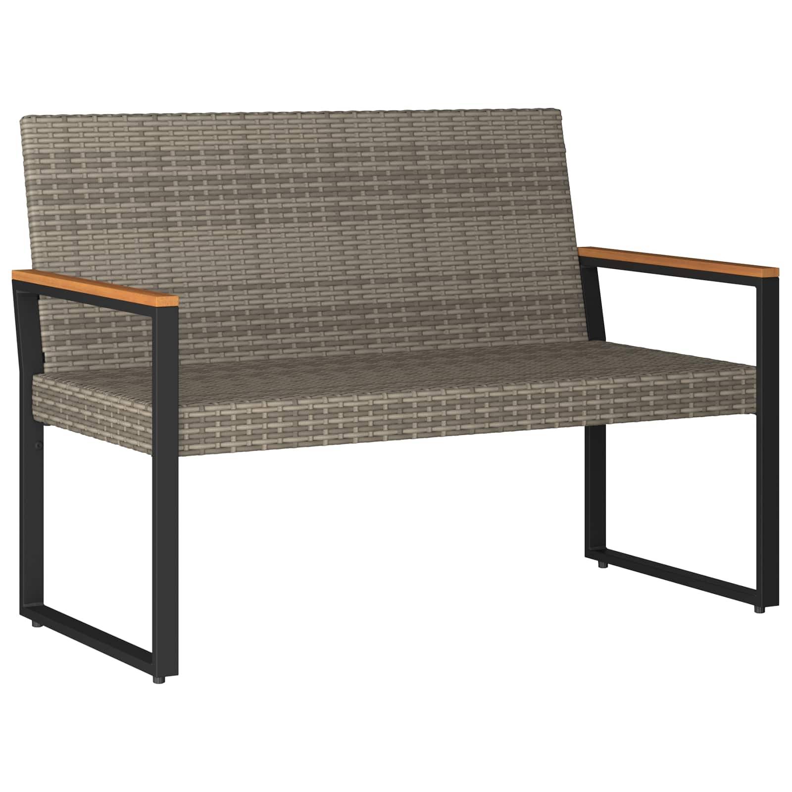 vidaXL Bank Outdoor Grau und Dunkelgrau 107 x 61 x 80 cm Poly-Rattan