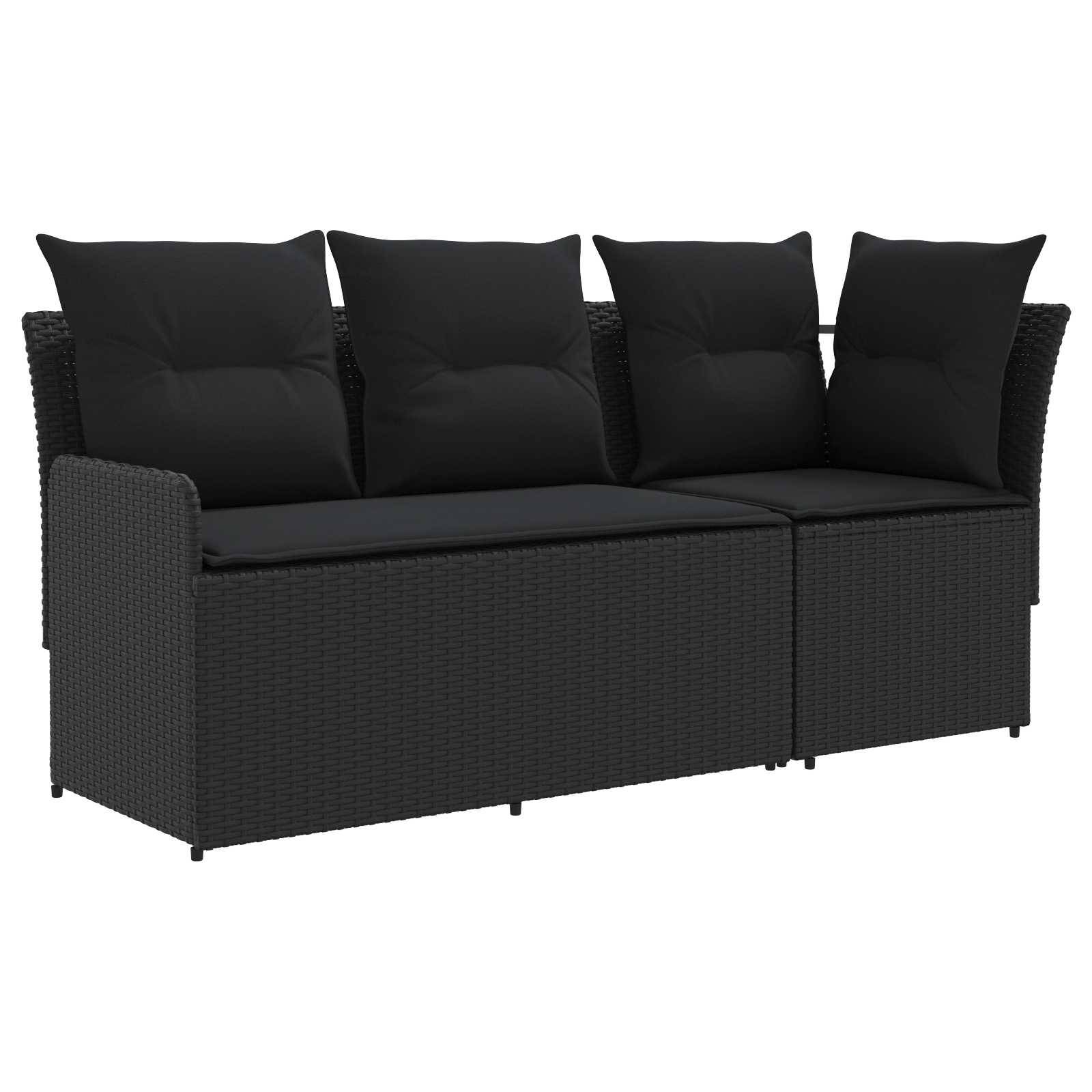 vidaXL Gartenarmsessel mit Ecksofa 2 Stück Schwarz PE-Rattan