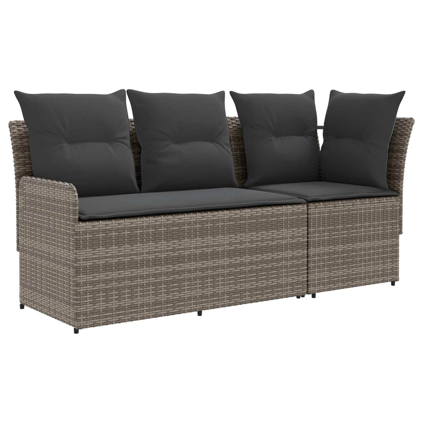 vidaXL Gartenarmsessel mit Ecksofa 2 Stück Grau und Dunkelgrau