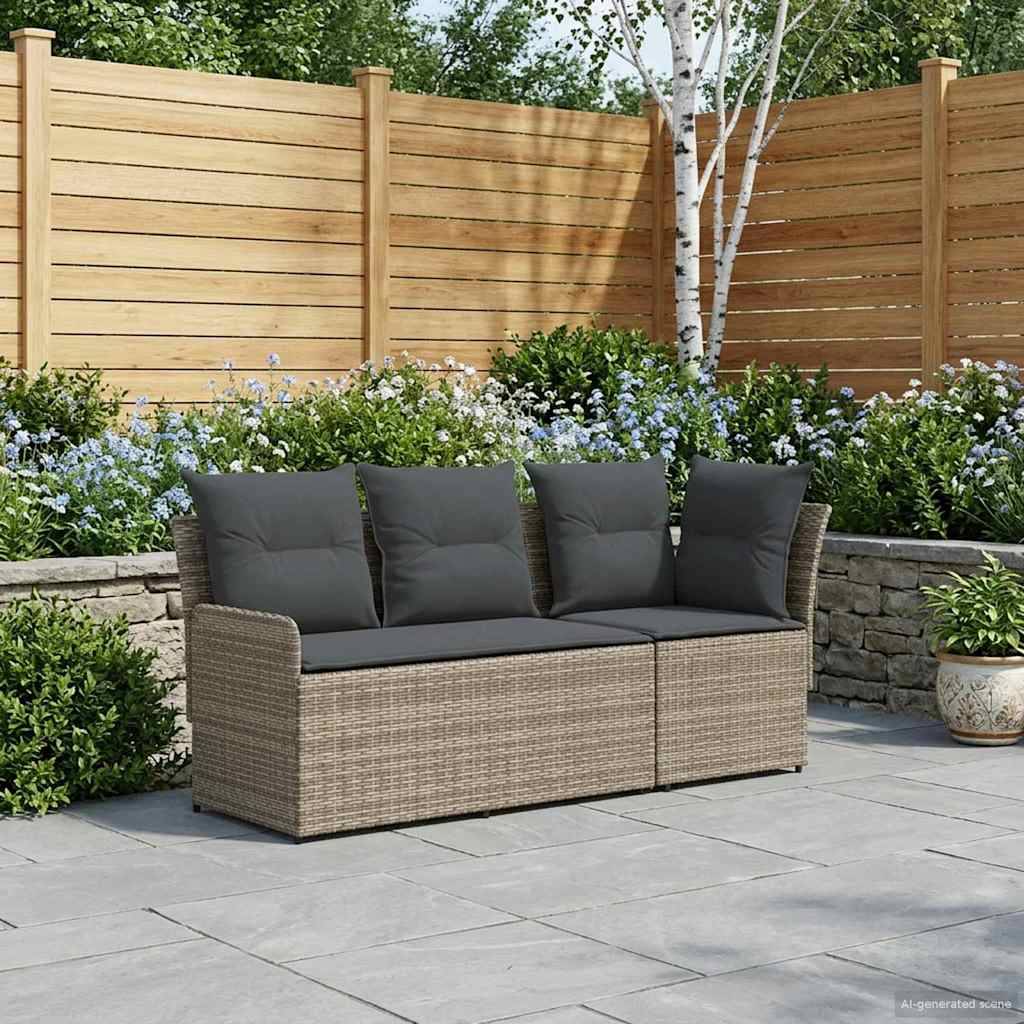 vidaXL Gartenarmsessel mit Ecksofa 2 Stück Grau und Dunkelgrau