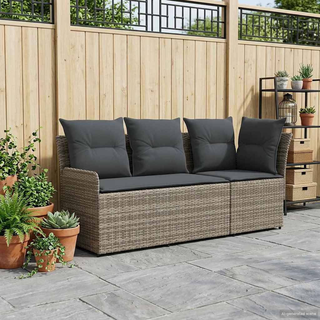 vidaXL Gartenarmsessel mit Ecksofa 2 Stück Grau und Dunkelgrau