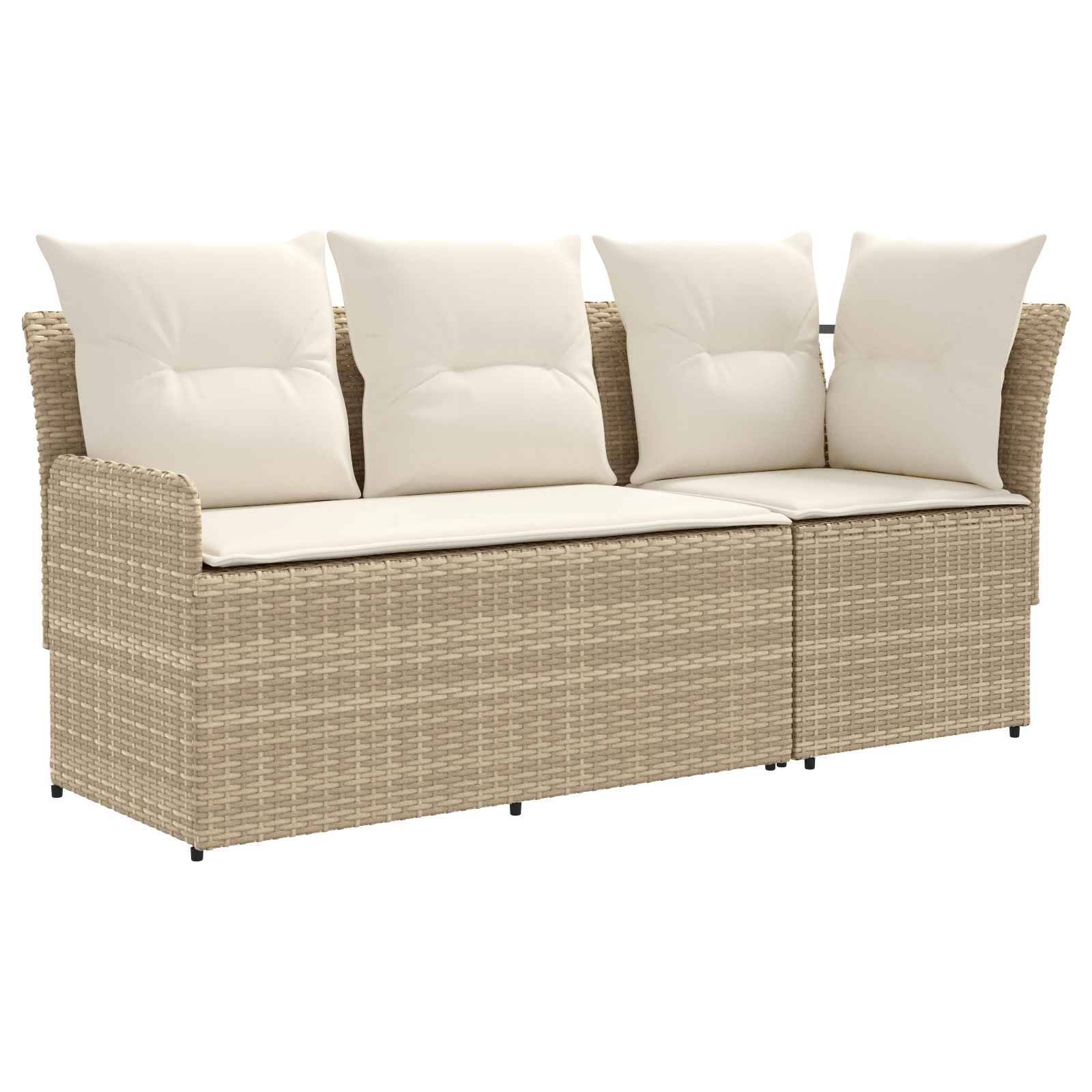 vidaXL Gartenarmsessel mit Ecksofa 2 Stück Beige und Creme PE-Rattan