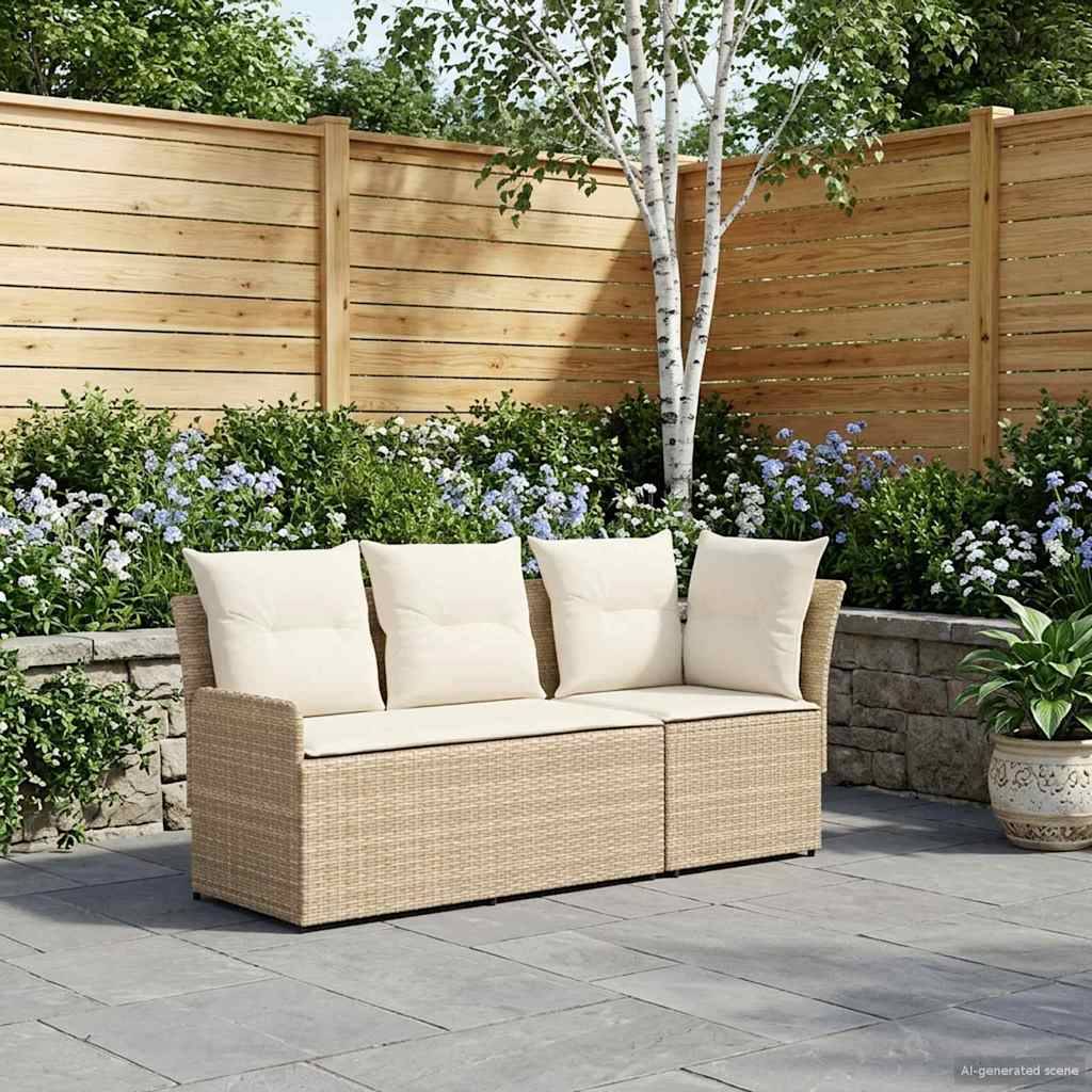 vidaXL Gartenarmsessel mit Ecksofa 2 Stück Beige und Creme PE-Rattan