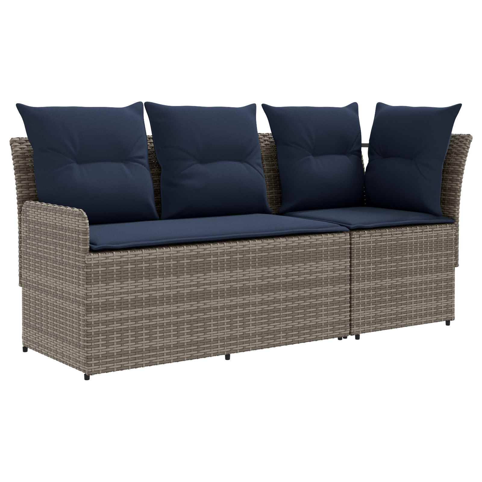 vidaXL Gartenarmsessel mit Ecksofa 2 Stück Grau und Marineblau