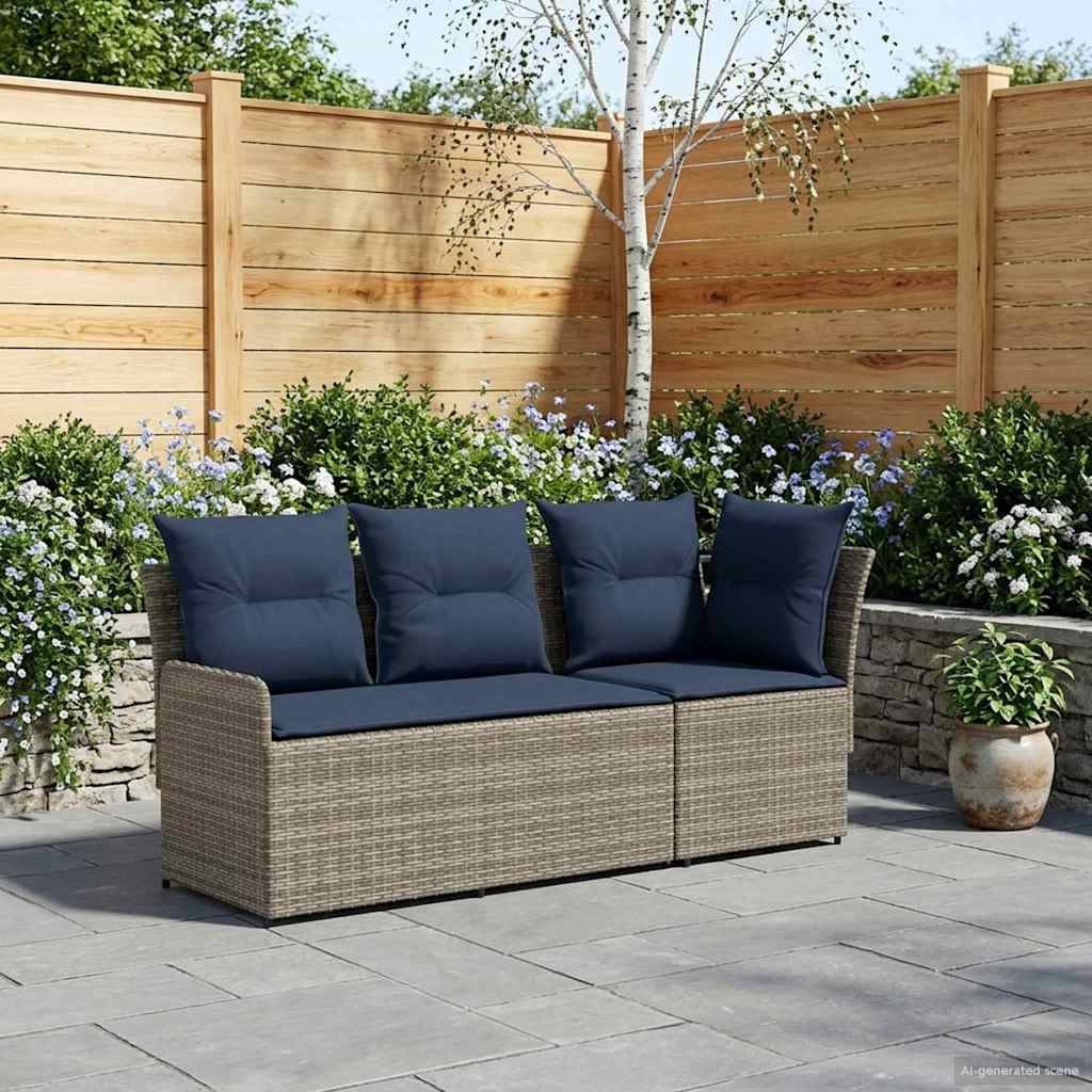 vidaXL Gartenarmsessel mit Ecksofa 2 Stück Grau und Marineblau