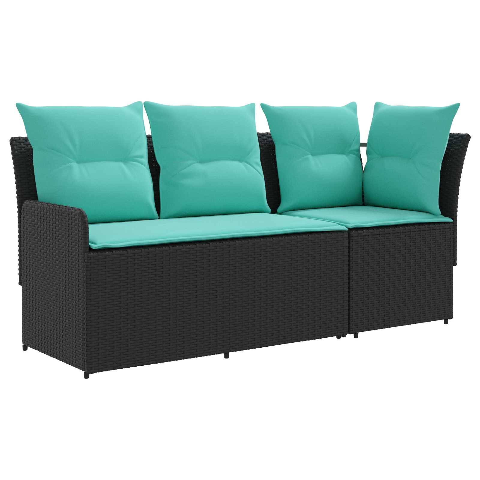 vidaXL Gartenarmsessel mit Ecksofa 2 Stück Schwarz und Türkis