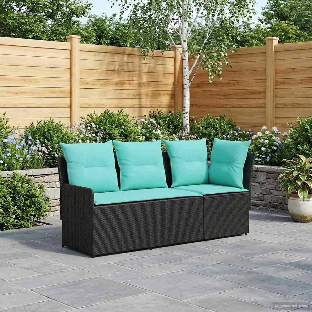 vidaXL Gartenarmsessel mit Ecksofa 2 Stück Schwarz und Türkis