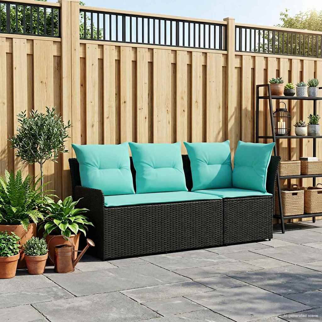 vidaXL Gartenarmsessel mit Ecksofa 2 Stück Schwarz und Türkis