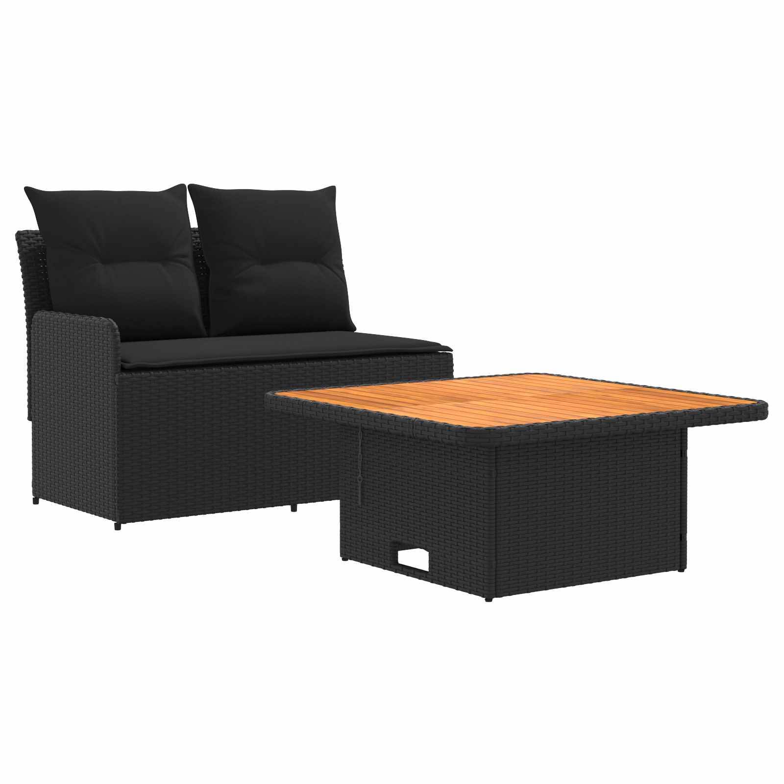vidaXL Garten Armlehnen Sofa mit Klapptisch 2 Stück Schwarz PE-Rattan