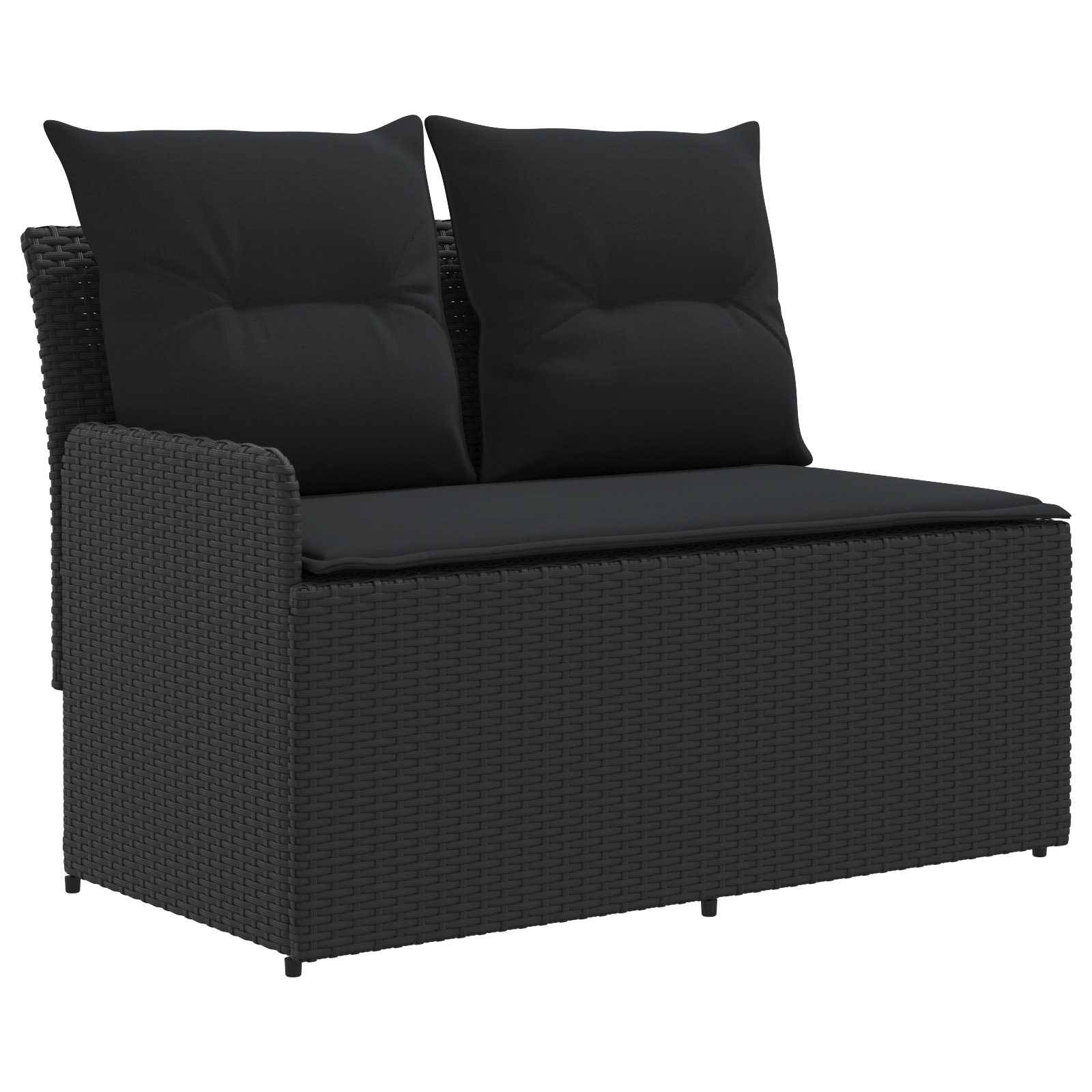 vidaXL Garten Armlehnen Sofa mit Klapptisch 2 Stück Schwarz PE-Rattan