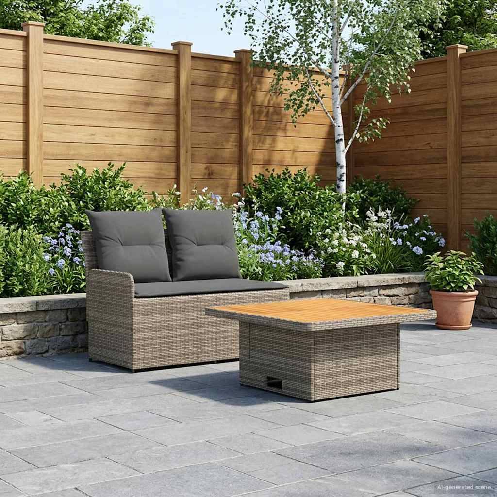 vidaXL Garten Armlehnen Sofa mit Klapptisch 2 Stück PE-Rattan