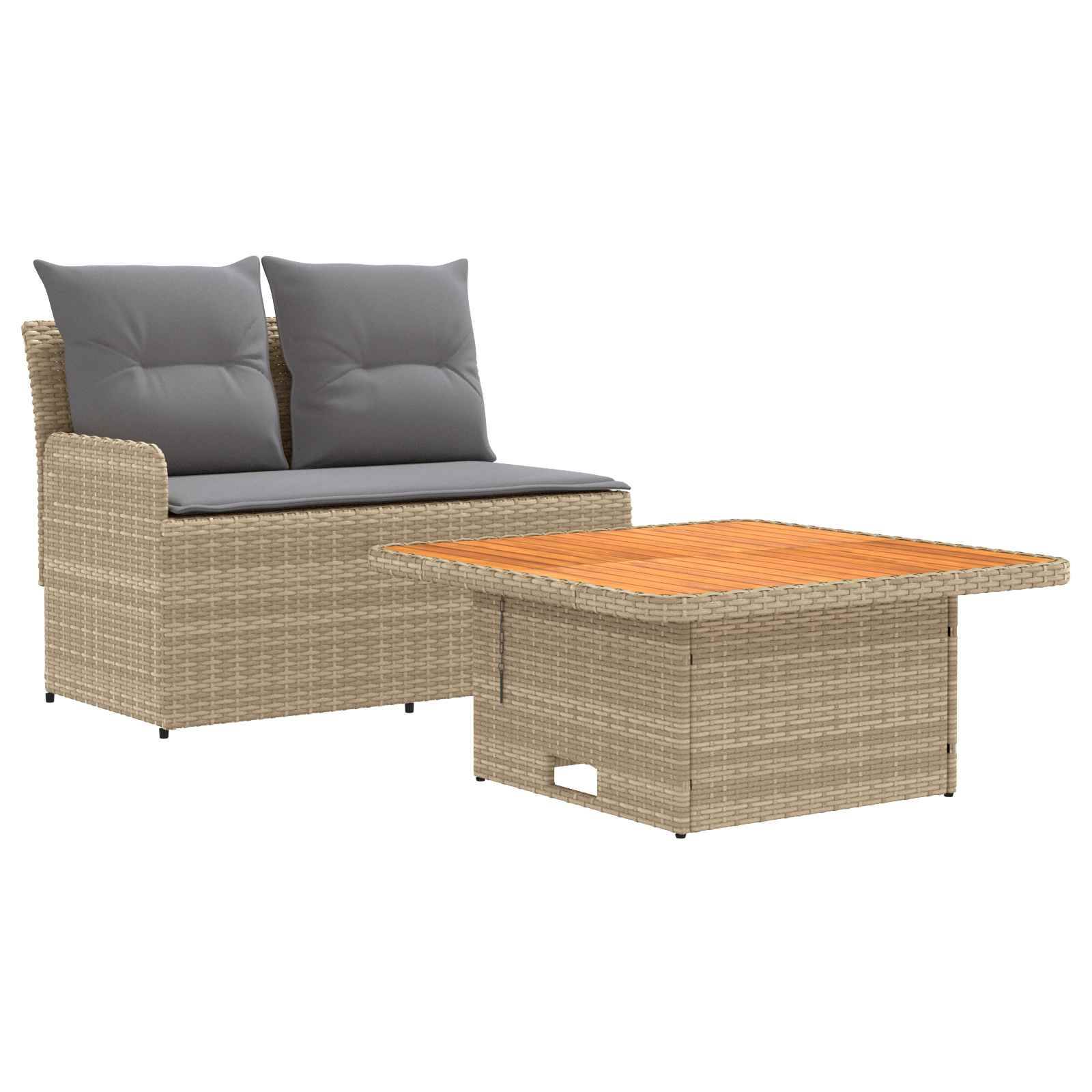vidaXL Garten Armlehnen Sofa mit Klapptisch 2 Stück Beige und Hellgrau
