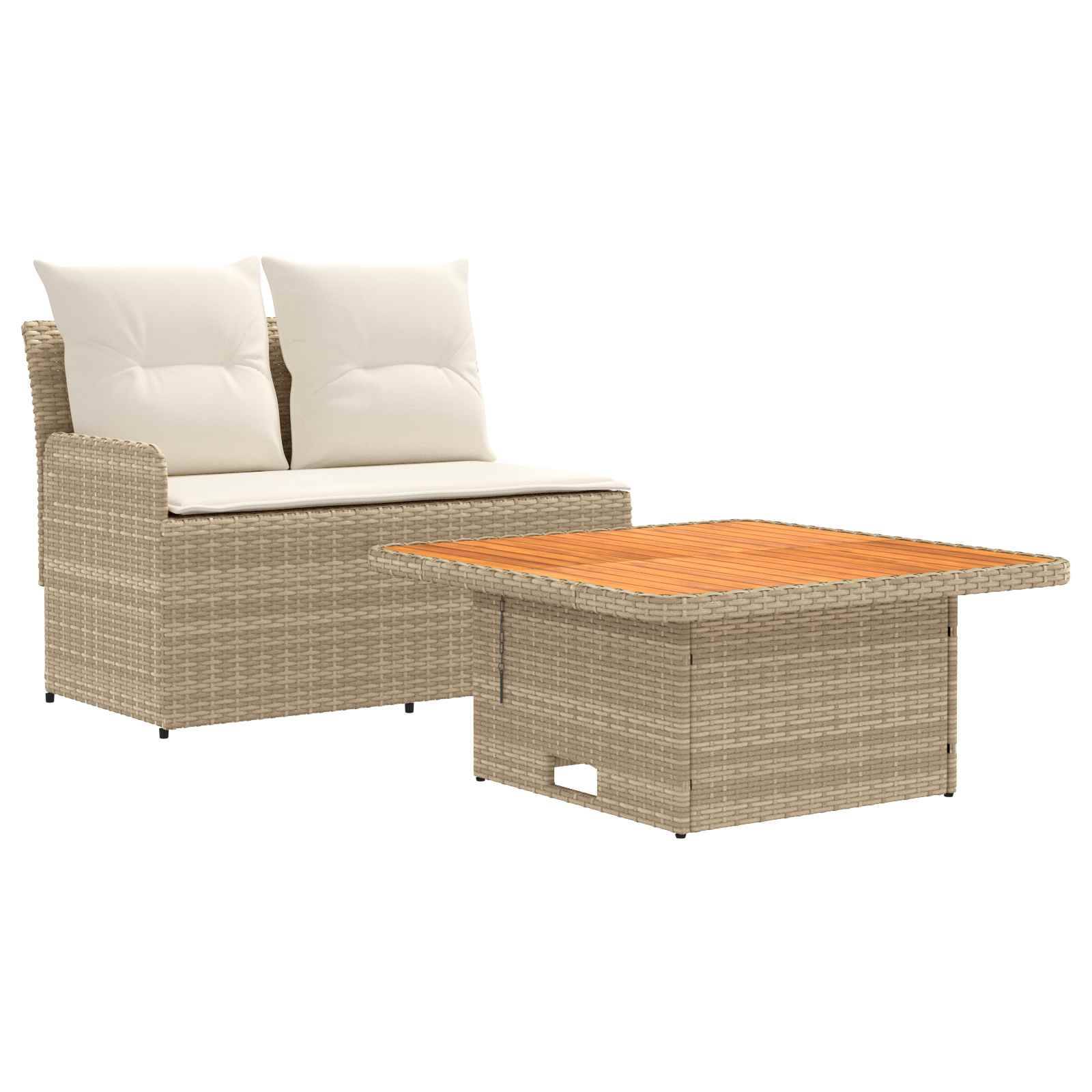 vidaXL Garten Armlehnen Sofa mit Klapptisch 2 Stück Beige und Creme
