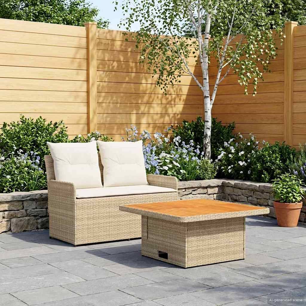 vidaXL Garten Armlehnen Sofa mit Klapptisch 2 Stück Beige und Creme