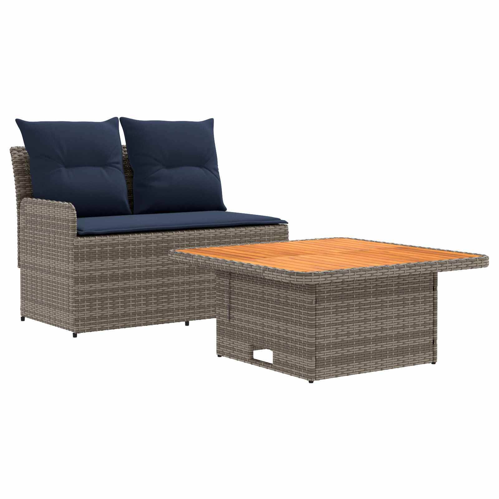 vidaXL Garten Armlehnen Sofa mit Klapptisch 2 Stück PE-Rattan
