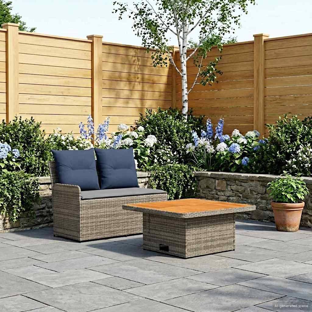 vidaXL Garten Armlehnen Sofa mit Klapptisch 2 Stück PE-Rattan