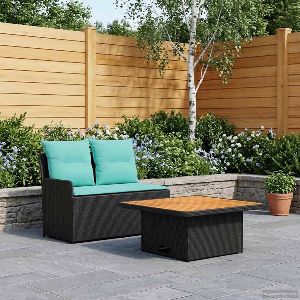vidaXL Garten Armlehnen Sofa mit Klapptisch 2 Stück Schwarz und Türkis