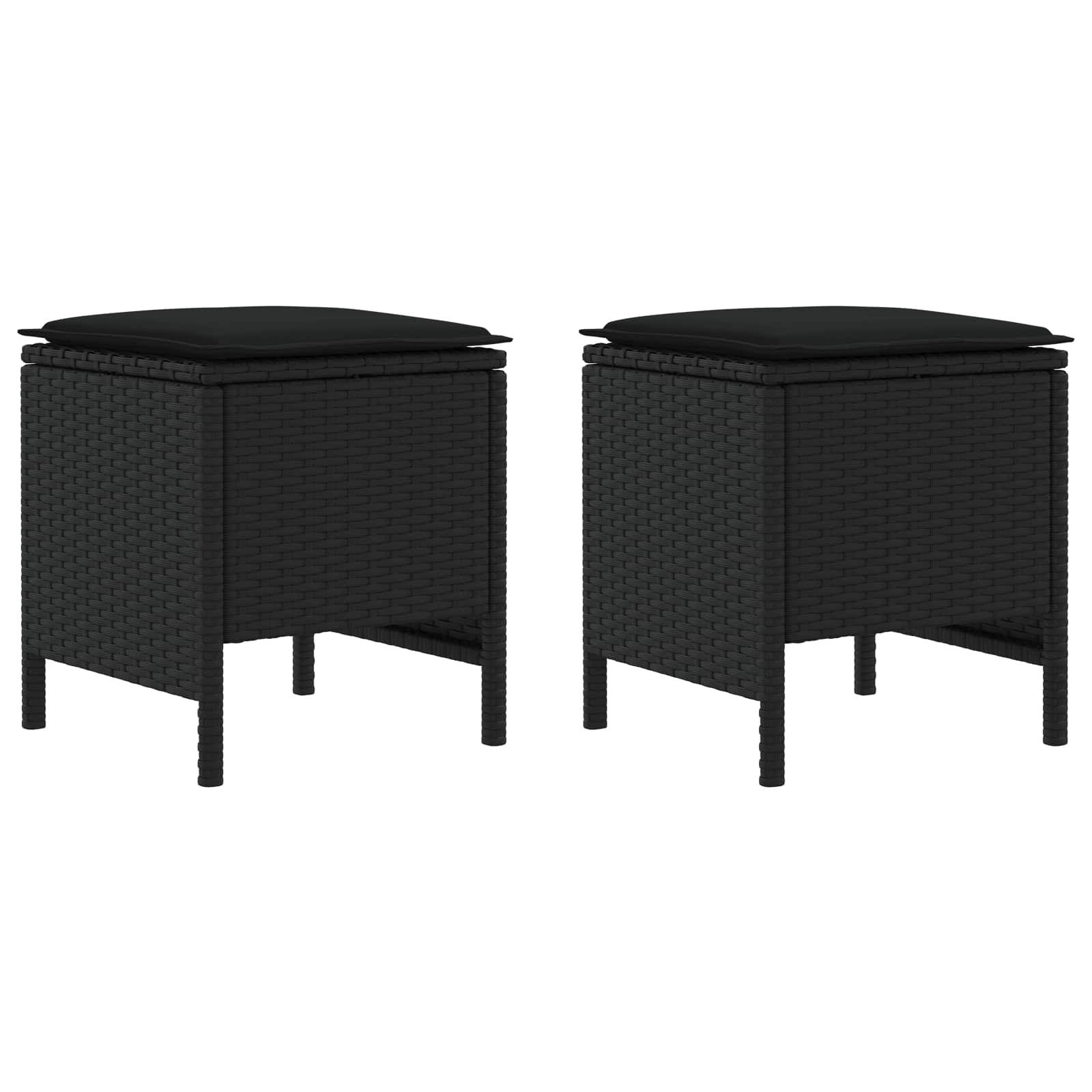 vidaXL Garten-Fußhocker 2 Stück Schwarz 38 x 38 x 45 cm PE-Rattan