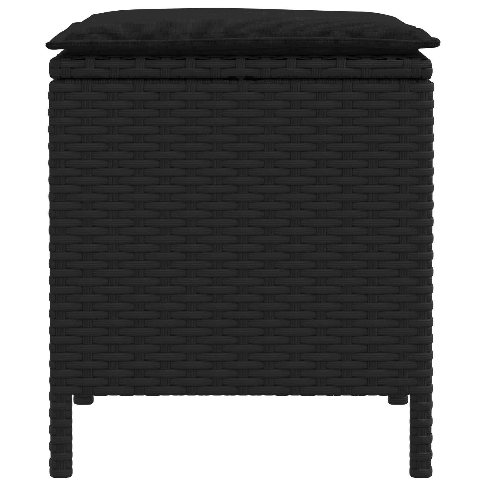 vidaXL Garten-Fußhocker 2 Stück Schwarz 38 x 38 x 45 cm PE-Rattan
