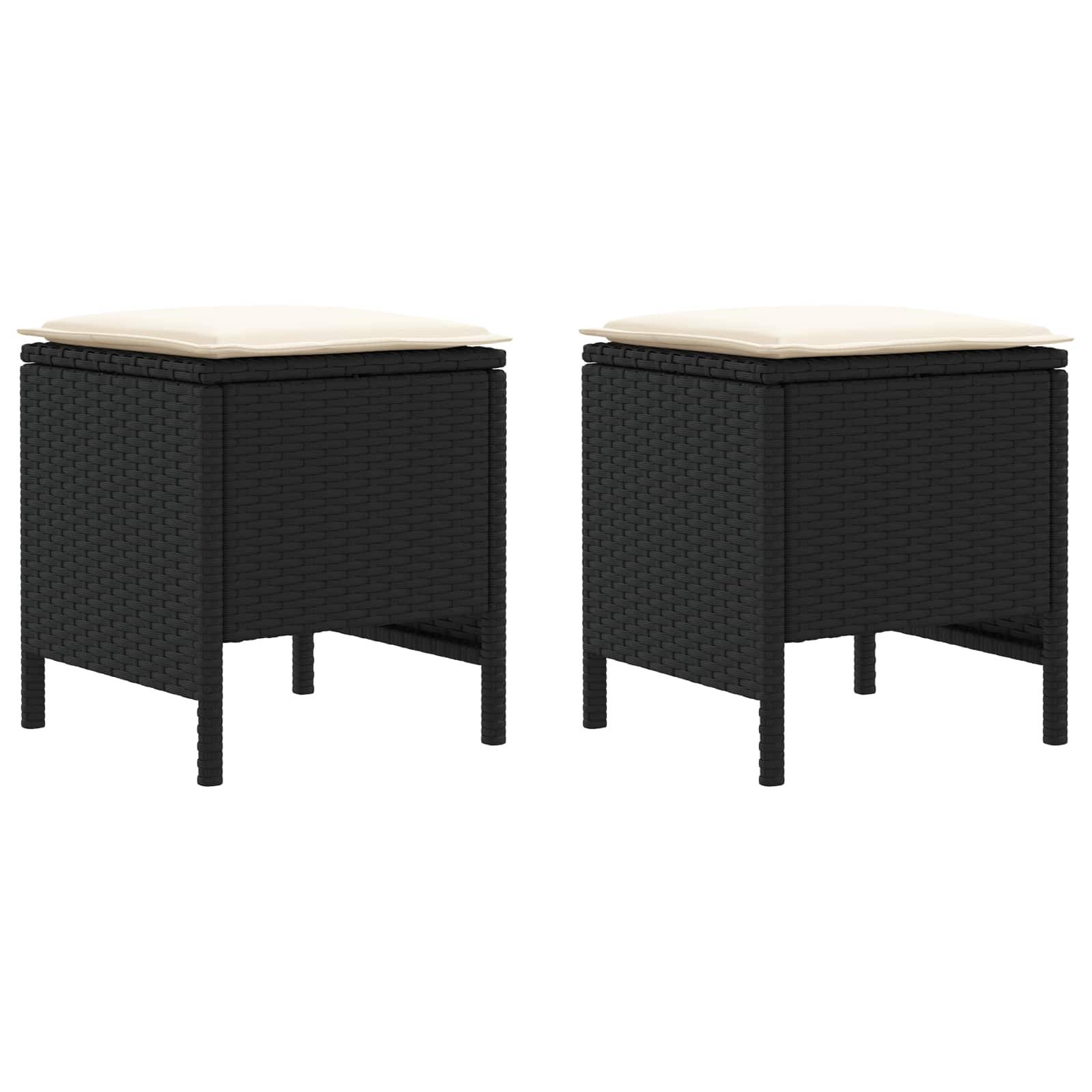 vidaXL Garten-Fußhocker 2 Stück Schwarz und Creme 38 x 38 x 45 cm
