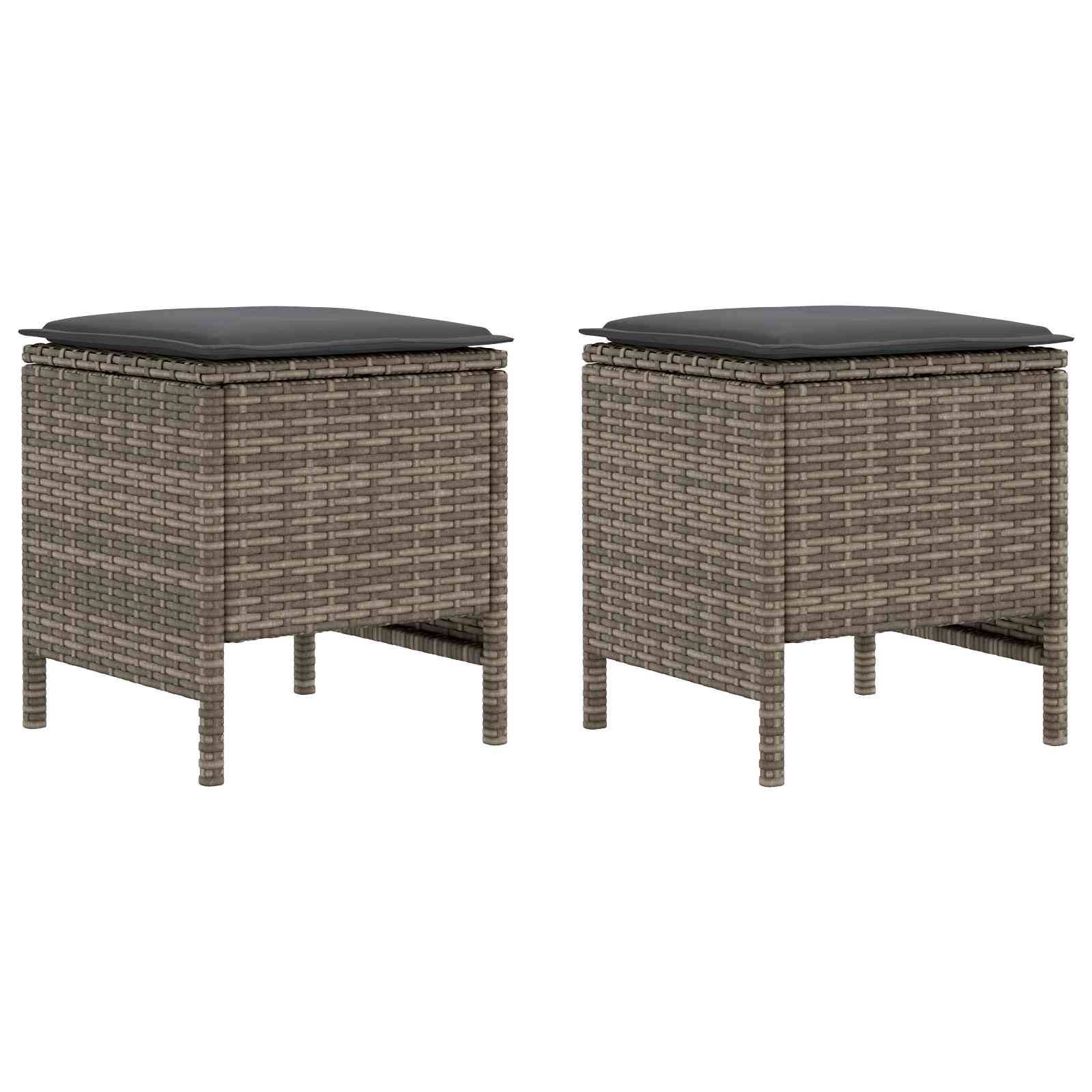 vidaXL Garten-Fußhocker 2 Stück Grau und Dunkelgrau 38 x 38 x 45 cm