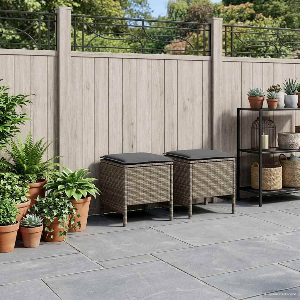 vidaXL Garten-Fußhocker 2 Stück Grau und Dunkelgrau 38 x 38 x 45 cm
