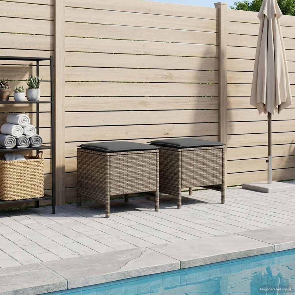 vidaXL Garten-Fußhocker 2 Stück Grau und Dunkelgrau 38 x 38 x 45 cm