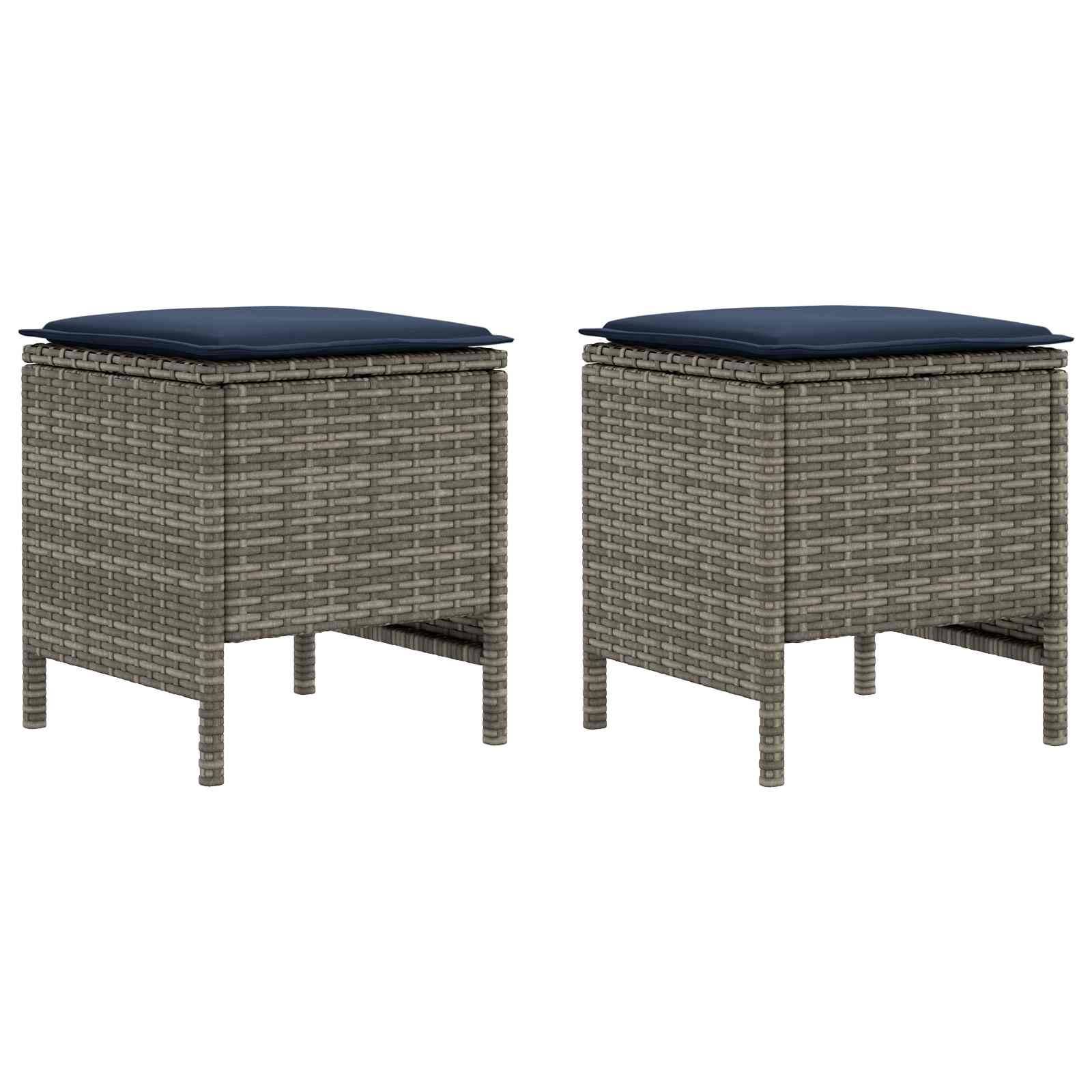 vidaXL Garten-Fußhocker 2 Stück Grau und Marineblau 38 x 38 x 45 cm