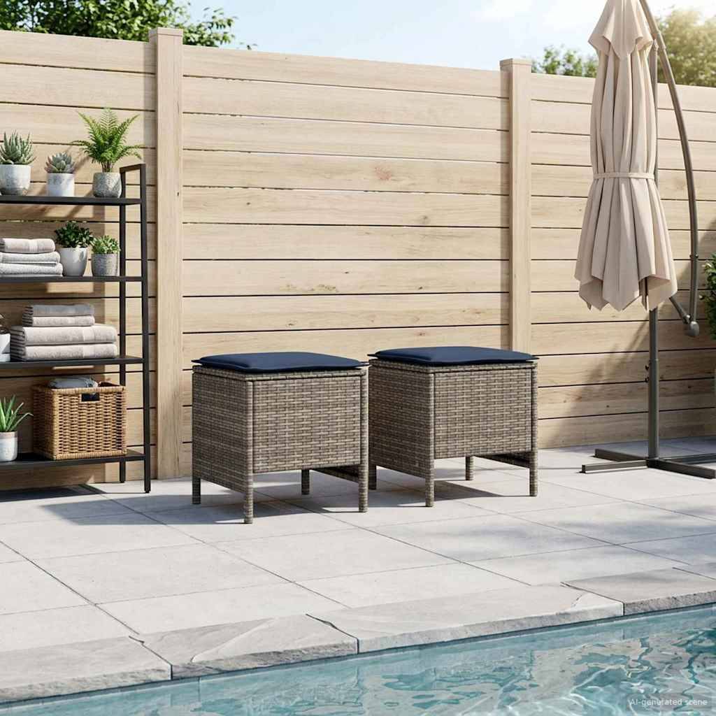vidaXL Garten-Fußhocker 2 Stück Grau und Marineblau 38 x 38 x 45 cm