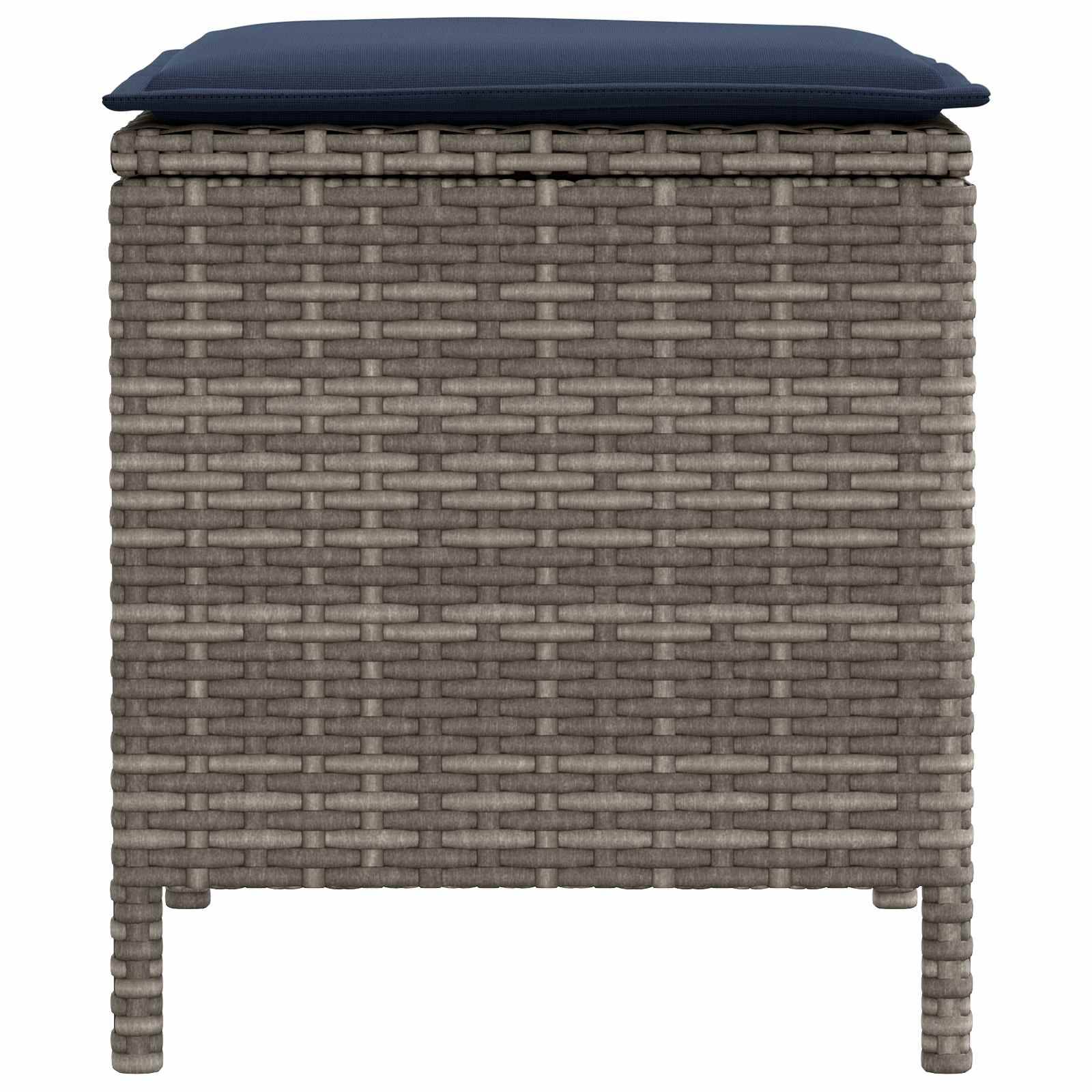 vidaXL Garten-Fußhocker 2 Stück Grau und Marineblau 38 x 38 x 45 cm