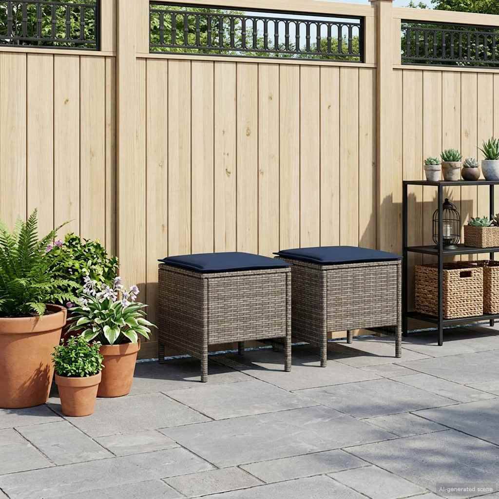 vidaXL Garten-Fußhocker 2 Stück Grau und Marineblau 38 x 38 x 45 cm