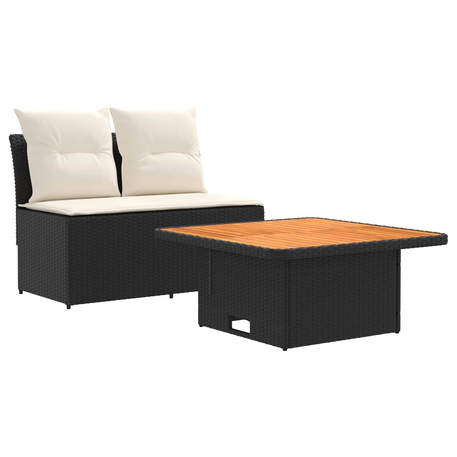 vidaXL 2 Stück Garten Mittel Sofa Mit Hochklapptisch Poly-Rattan