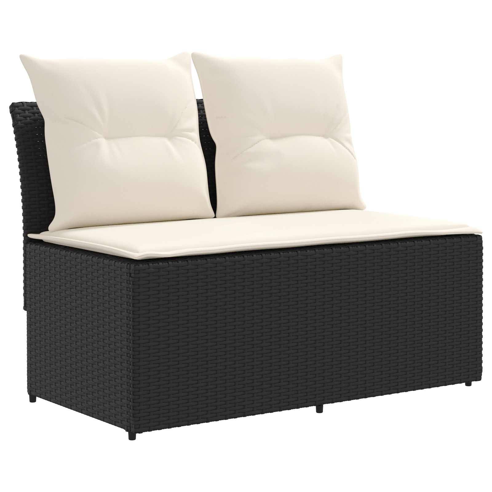 vidaXL 2 Stück Garten Mittel Sofa Mit Hochklapptisch Poly-Rattan