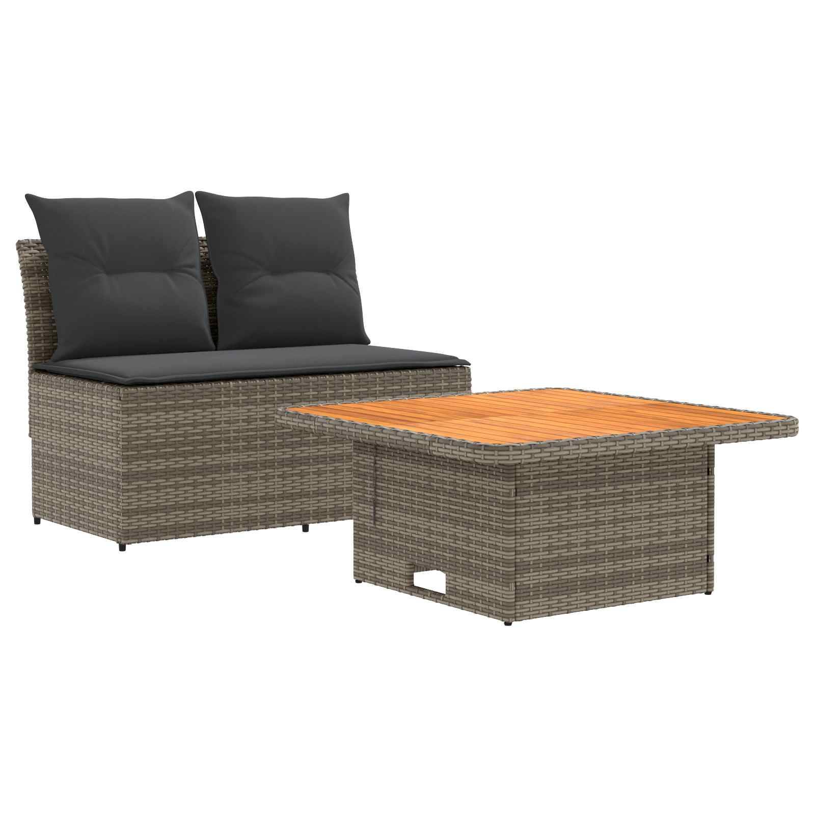 vidaXL 2 Stück Garten Mittel Sofa Mit Hochklapptisch Poly-Rattan