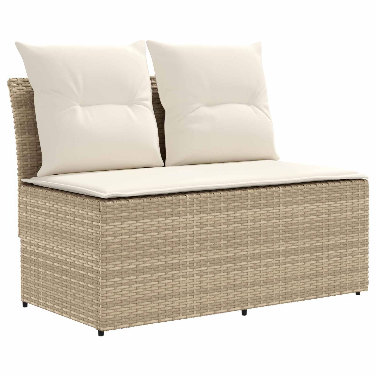 vidaXL 2 Stück Garten Mittel Sofa Mit Hochklapptisch Poly-Rattan