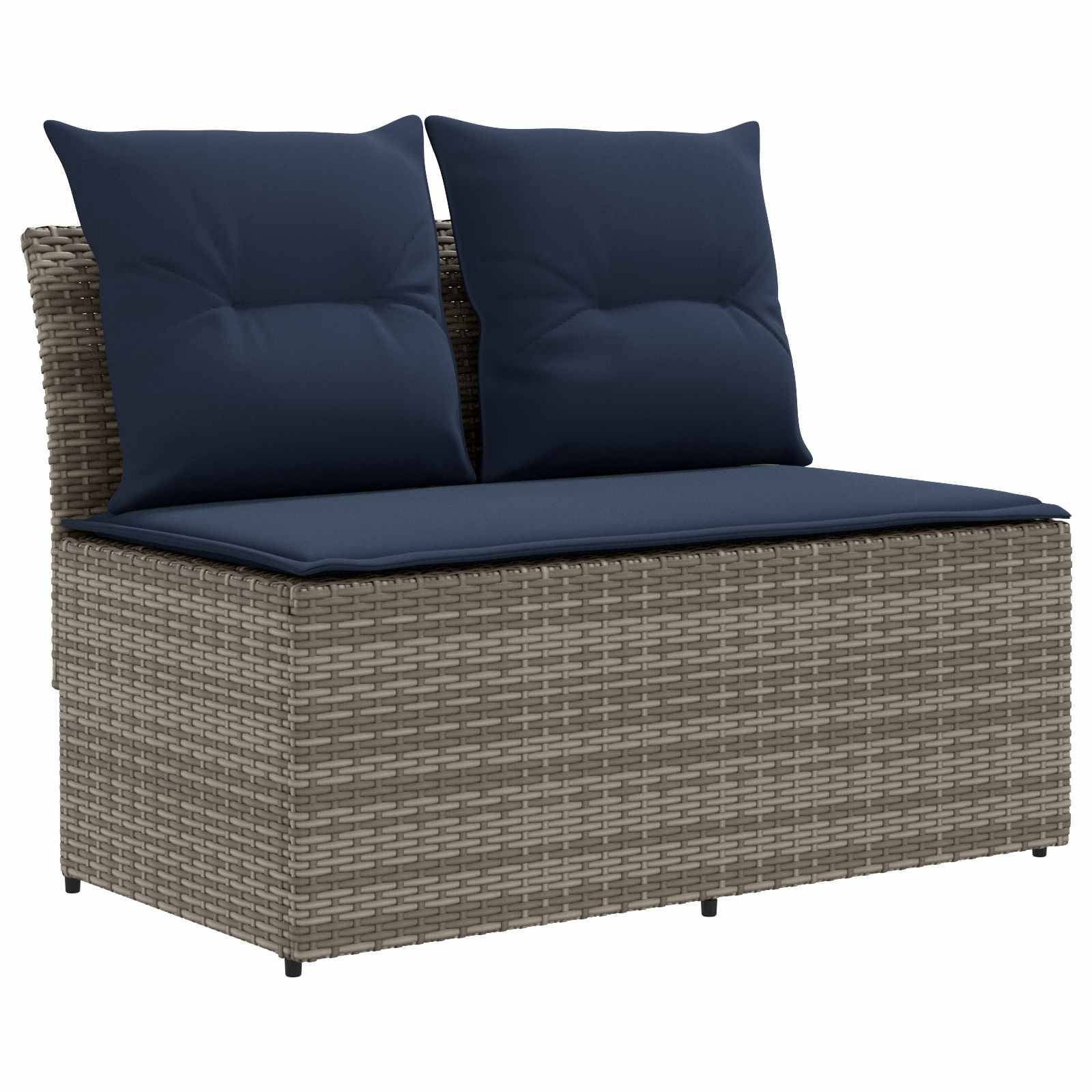 vidaXL 2 Stück Garten Mittel Sofa Mit Hochklapptisch Poly-Rattan