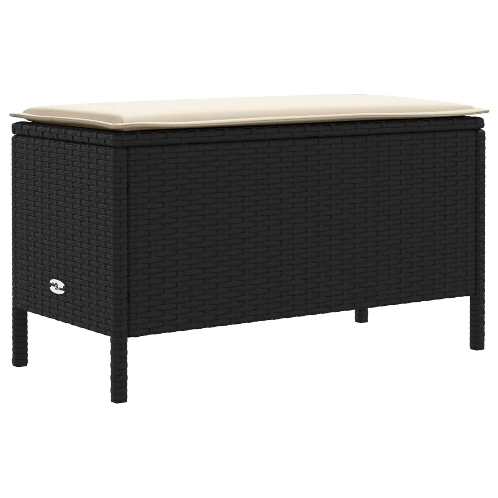 vidaXL Garten-Fußhocker Schwarz und Creme 80 x 38 x 45 cm PE-Rattan