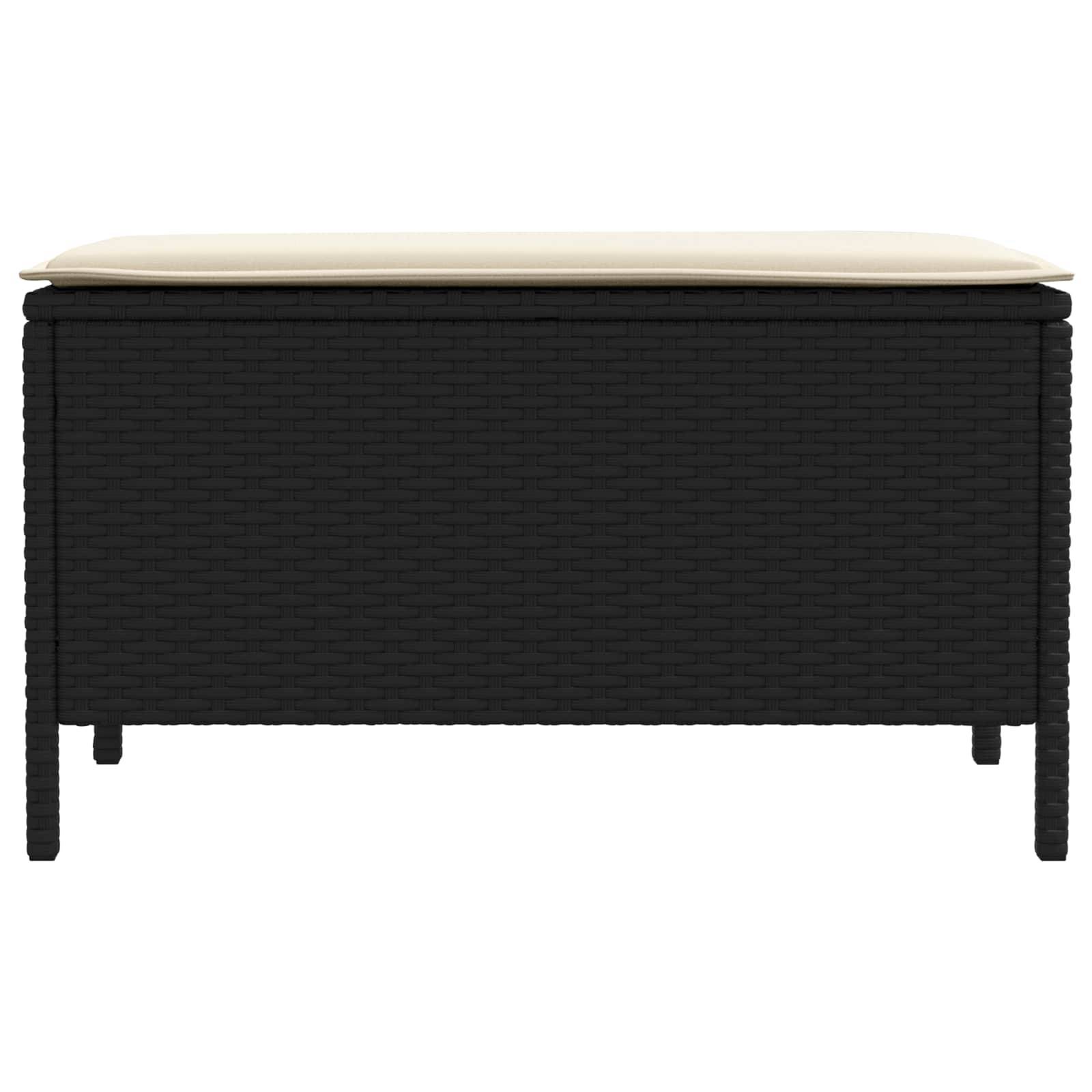 vidaXL Garten-Fußhocker Schwarz und Creme 80 x 38 x 45 cm PE-Rattan