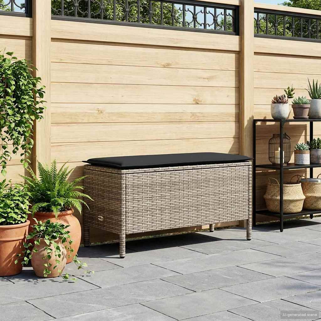 vidaXL Garten-Fußhocker Grau und Dunkelgrau 80 x 38 x 45 cm PE-Rattan