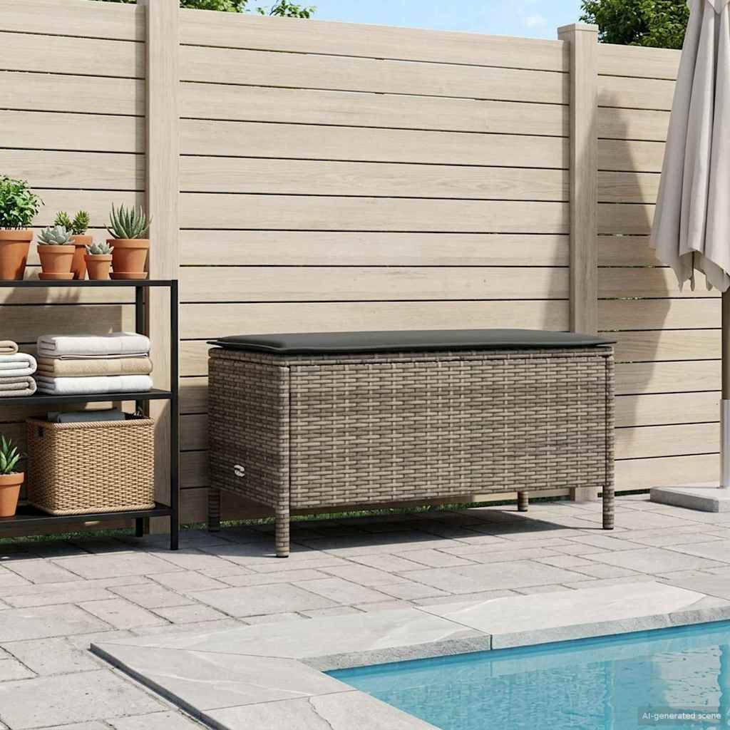 vidaXL Garten-Fußhocker Grau und Dunkelgrau 80 x 38 x 45 cm PE-Rattan