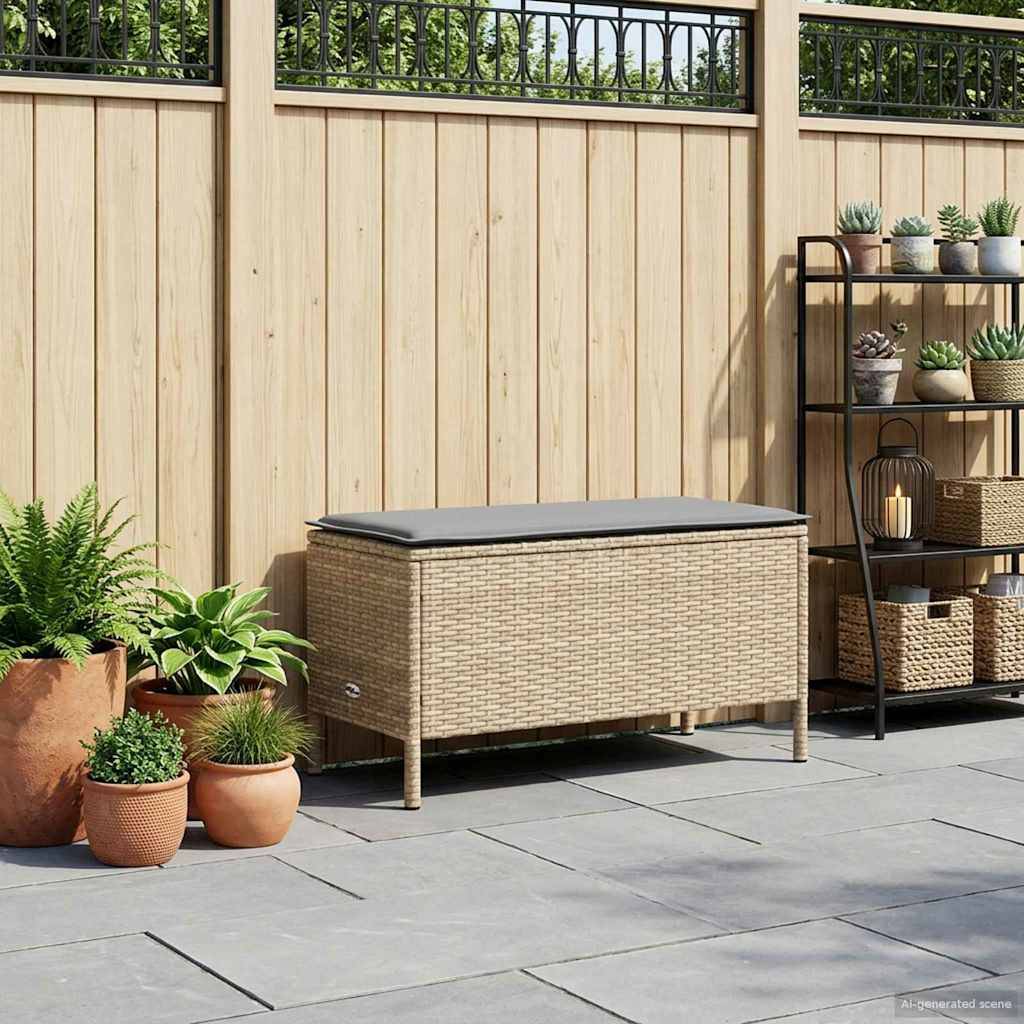 vidaXL Garten-Fußhocker Beige und Hellgrau 80 x 38 x 42 cm PE-Rattan