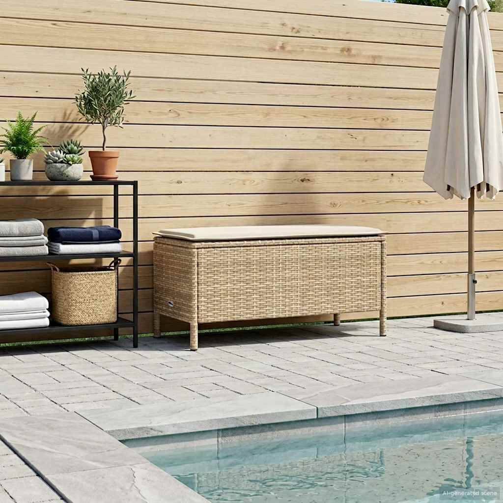 vidaXL Garten-Fußhocker Beige und Creme 80 x 38 x 42 cm PE-Rattan