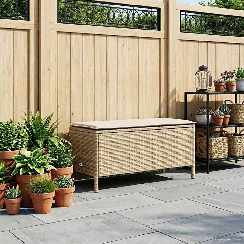 vidaXL Garten-Fußhocker Beige und Creme 80 x 38 x 42 cm PE-Rattan